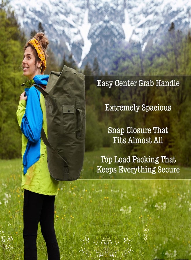 BaHoki Essentials Canvas Duffel Bag - Heavy Duty Top Load Duffel Sea Bag - Military Green Cargo Travel Bags - Image 5